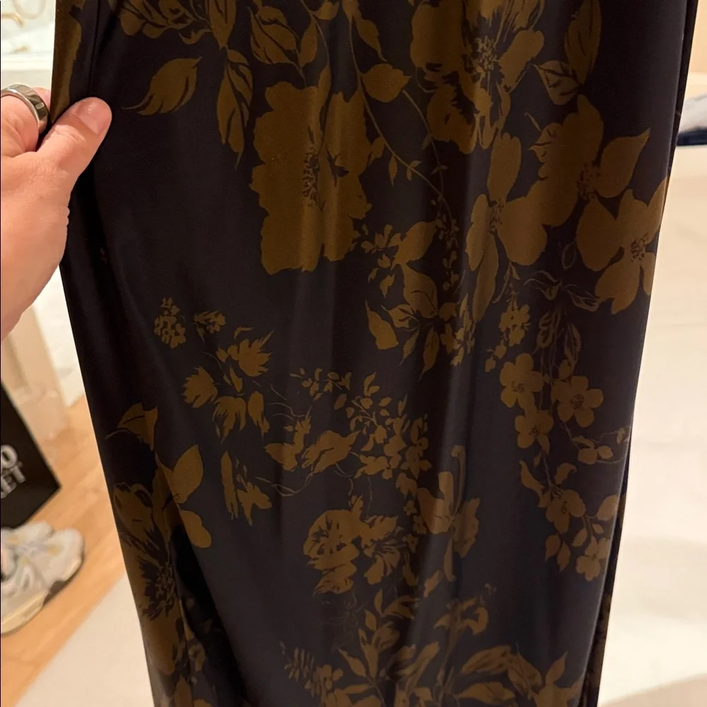 Reformation Silk Black Brown Floral Slip Dress - Picture 6 of 7